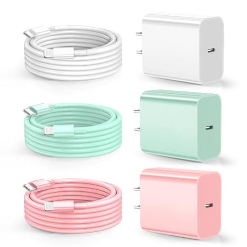 for iPhone Charger Fast Charging, [MFi Certified] 20W USB C Wall Charger with 3Pack 10FT USB C to Lightning Cable, iPhone Cable Fast Charging Compatible with iPhone 14/13/12/12 Pro Max/11/Xs Max/XR