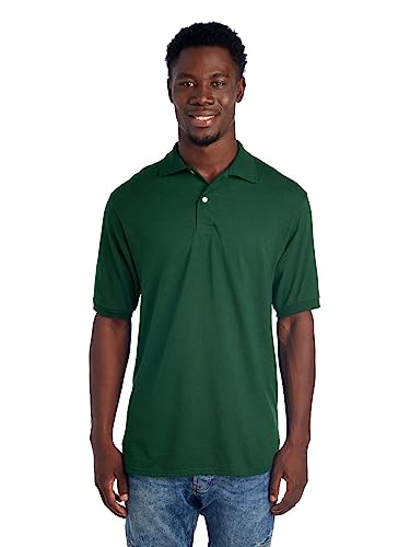 Jerzees Men's SpotShield Stain Resistant Polo Shirts (Short & Long, Short Sleeve-Forest Green, Large