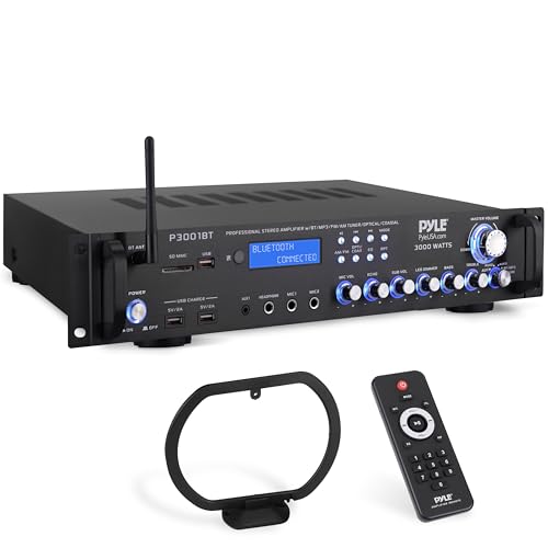 Pyle Bluetooth Hybrid Amplifier Receiver - 3000 Watt Home Theater Pre-Amplifier with Wireless Streaming Ability, MP3/USB/SD/AUX/FM Radio - P3001BT
