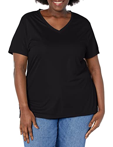 JUST MY SIZE womens Cool Dri V-neck Shirt, Black, 5X US