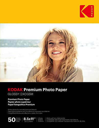 Kodak photo paper 8.5 x 11 glossy, 50 counts 66 lb - 240 g/m (3510-164)