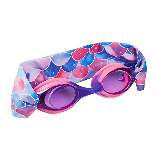 tsdjy Cool Tie Dye Mermaid Swim Goggles，Summer Fashion Anti Fog Uv Swimming Goggles With Fabric Strap,Gifts Ideas For Kids，Teens，Girl，Boy,Women With Headband