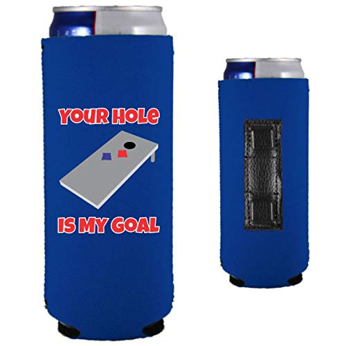 Your Hole Is My Goal Magnetic Slim Can Coolie (Royal Blue, 2 Pack)