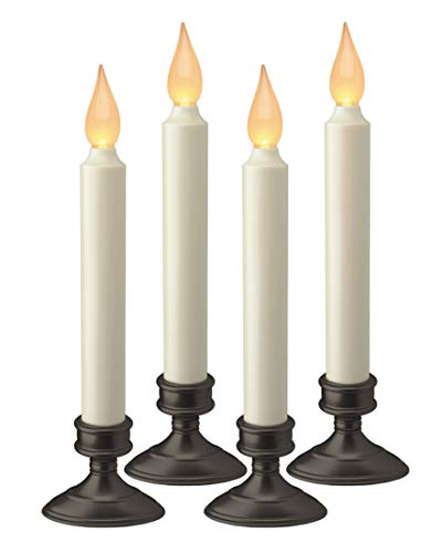 Xodus Innovations FPC1205A-4 Battery Operated LED Window Candle, Dusk to Dawn Light Sensor, Aged Bronze Plastic Base, Amber Flicker Flame, 8 - 7/8 Inch Tall (4 PACK)