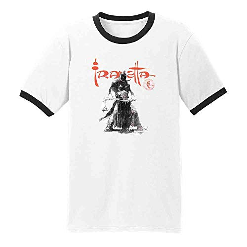 Pop Threads Death Dealer Sketch Frank Frazetta Fantasy Art Tee Ringer T-Shirt White/Black L