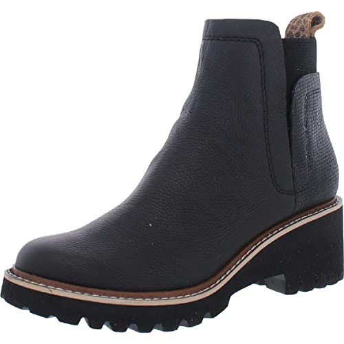 Dolce Vita Women's Huey Fashion Boot, Black Leather H2O, 8.5