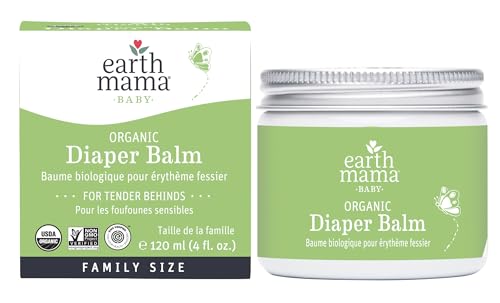 Earth Mama Organic Economy Size Diaper Balm | Diaper Cream for Baby | EWG Verified, Petroleum & Artificial Fragrance-Free with Calendula for Sensitive Skin, 4-Fluid Ounce