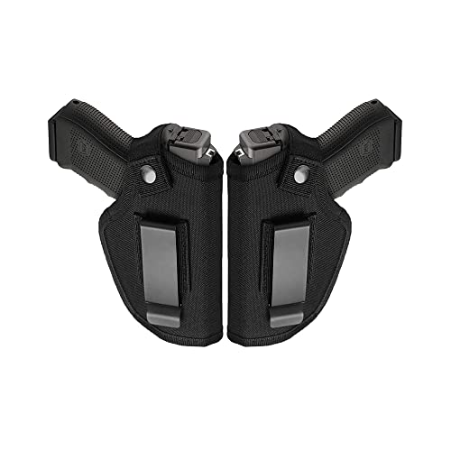 TACWINGS Universal Gun Holsters for Men Women, WB/OWB 9mm Holsters for Pistols Right Left,Concealed Carry Holster Fits S&W M&P Shield Glock 17 19 26 27 42 43 Revolver, Similar Handguns (2-Pack)