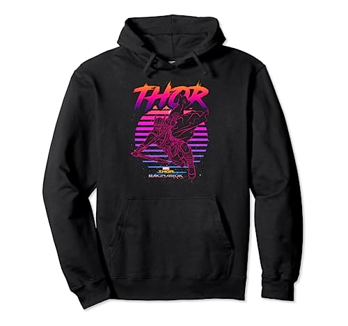 Marvel Thor Ragnarok 80s Retro Sunset Halftone Hero Pullover Hoodie