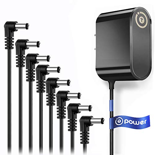 T POWER 9V 4~8 Way Daisy Chain Splitter Cord for Guitar Effect Pedal fits Zoom Roland Behringer Boss Digitech Jim Dunlop Ditto Looper PolyTune Ac Adapter Charger Power Supply