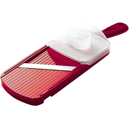 Kyocera Advanced Ceramic Adjustable Mandoline Vegetable Slicer w/ Handguard-Red 11' x 4'