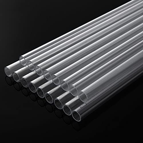 Ziqi 16PCS Polycarbonate Rigid Tubing, 12mm (12 inches) OD x 1mm Wall Thickness PETG Tube, 12.6 Inch Length Clear DIY Acrylic Tube Lexan Tubing
