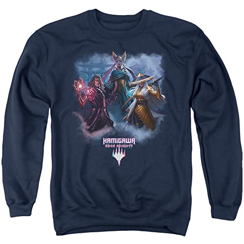 Popfunk Magic The Gathering MTG ND Planeswalkers Unisex Adult Crewneck Sweatshirt (2X-Large) Navy