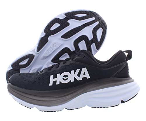 HOKA ONE ONE Bondi 8 Womens Shoes Size 7.5, Color: Black/White