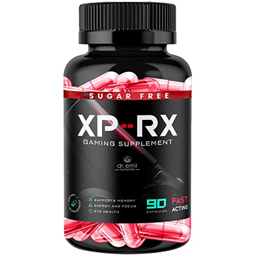 XP-RX Gamer Supplement for Energy, Focus & Endurance - Zero Crash Gaming Pills with 100mg Caffeine - Sugar Free Gaming Supplement by Dr. Emil