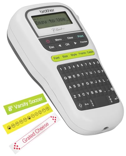 Brother P-touch Label Maker, PTH110, Thermal Transfer Inkless Pocket Printer, Portable, Lightweight QWERTY Keyboard, One-Touch Keys & Multiple Templates for Home & Office Organization on The go
