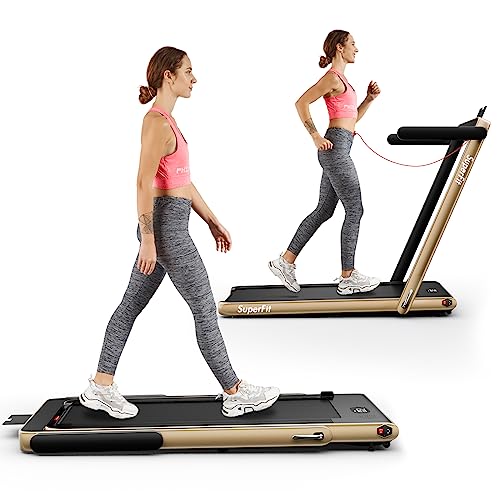Goplus 2 in 1 Folding Treadmill, 2.25HP Superfit Under Desk Electric Treadmill, Installation-Free with Remote Control, APP Control and LED Display, Walking Jogging for Home Office