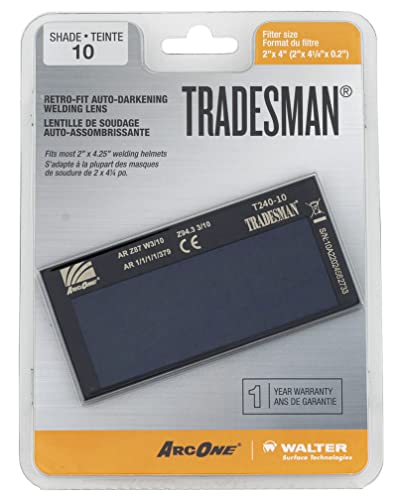 ArcOne T240-10 Tradesman Horizontal Auto-Darkening Filter for Welding Helmets, 2 x 4.25 x 0.2'