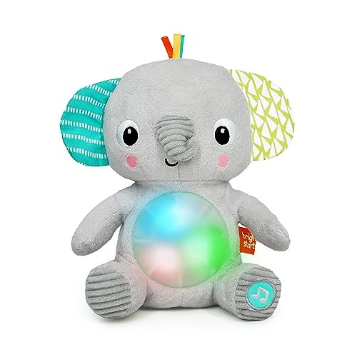 Bright Starts Hug-a-Bye Baby Elephant Stuffed Animal Dual-Mode Soft Toy Soother, Newborn and up