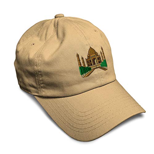 Speedy Pros Soft Baseball Cap Taj Mahal Embroidery Monuments Taj Mahal Twill Cotton Dad Hats for Men & Women Khaki Design Only