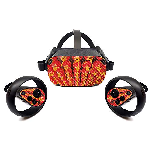MightySkins Carbon Fiber Skin for Oculus Quest - Chinese Lanterns | Protective, Durable Textured Carbon Fiber Finish | Easy to Apply, Remove, and Change Styles | Made in The USA
