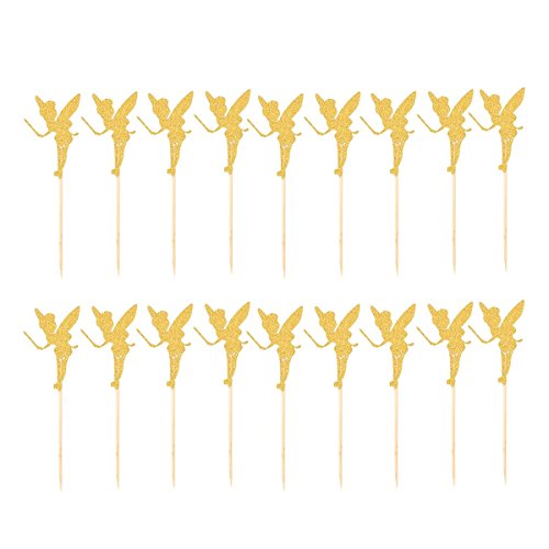 TINKSKY 20pcs Cake Inserted Card Angel Fairy Cake Topper Glitter Paper Pick Party Favor Wedding Birthday Cake Decor