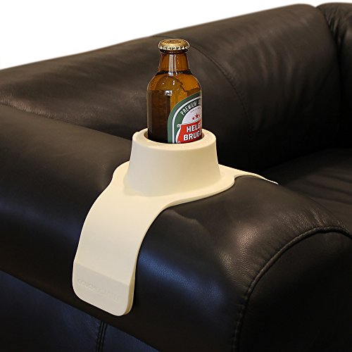 CouchCoaster - The Original and Patented Armrest Couch Cup Holder – A Weighted, Silicone, Anti Slip Coaster Stops Spills On Your Sofa, Arm Chair Or Recliner and Keeps Drinks Within Reach, Cool Cream