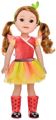 American Girl WellieWishers Willa 14.5' Doll with Hazel Eyes, Strawberry-Blonde Hair, Coral Leotard, Yellow Mesh Skirt, Ages 4+