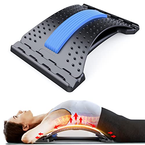 MINOLL Back Stretcher for Lower Back Pain Relief, 3 Level Adjustable Lumbar Back Cracker Board, Back Cracking Device, Back Massager for Scoliosis, Spine Decompression (Black)