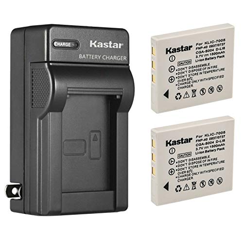 Kastar 2-Pack Battery and AC Wall Charger Replacement for Sanyo NP-40 Battery UF553436 Charger Sanyo Xacti VPC-E1075, Xacti VPC-E1090, Xacti VPC-E760, Xacti VPC-E760GL, Xacti VPC-E760P, Xacti VPC-E860