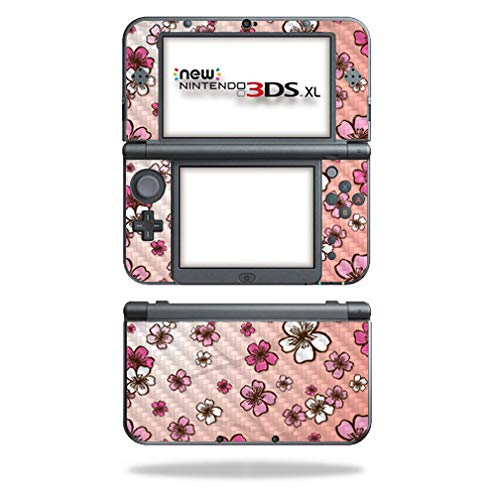 MightySkins Carbon Fiber Skin for Nintendo New 3DS XL (2015) - Cherry Blossom | Protective, Durable Textured Carbon Fiber Finish | Easy to Apply, Remove, and Change Styles | Made in The USA