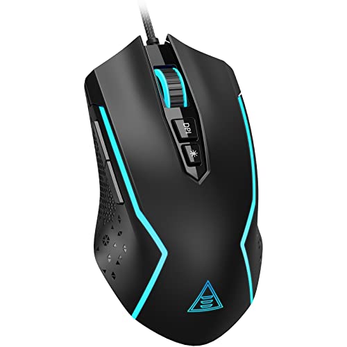 EKSA Gaming Mouse, Wired Ergonomic Gaming Mice with 7 Programmable Buttons, Chroma RGB 6 Backlit& Adjustable 8000DPI for Windows PC Gamers (EM100)
