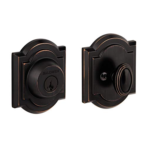 Baldwin Arch, Single Cylinder Front Door Deadbolt Featuring SmartKey Re-key Technology and Microban Protection, in Venetian Bronze