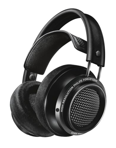 PHILIPS Fidelio X2HR Over The Ear Open Back Wired Headphone 50mm Drivers- Black Professional Studio Monitor Headphones with Detachable Cable