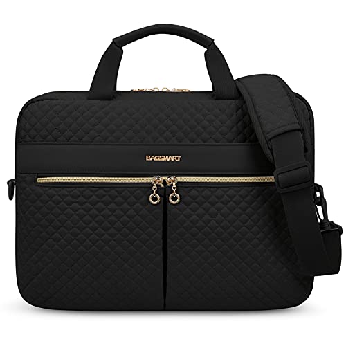 BAGSMART Laptop Bag, 15.6/17.3 Inch Briefcase for Women Large Laptop Case Computer Bag Office Travel Business, Black