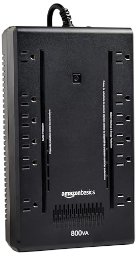 Amazon Basics Standby UPS 800VA 450W Surge Protector Battery Power Backup - 12 Outlets, Black