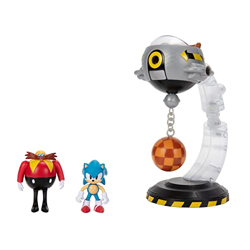 Sonic The Hedgehog Egg Mobile Battle Set with Sonic & Dr. Eggman 2.5 Inch Action Figures, Includes 14 Unique Pieces