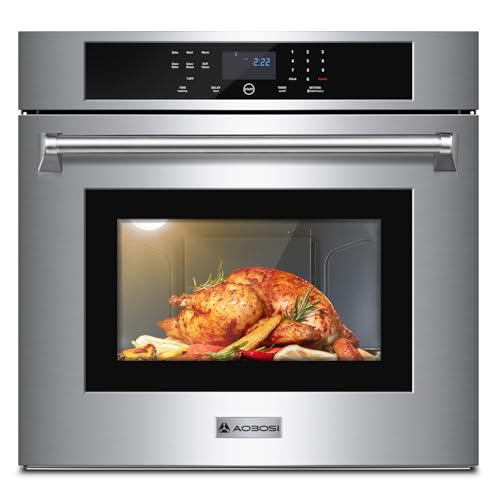 AAOBOSI Wall Oven 30 inch Single Wall Ovens Electric Built-in Convection Oven, 3800W, 4.8 Cu. Ft. Broil Bake Roast Function, LED Display, Touch Control, Safety Lock, Timer for Kitchen Cabinetry