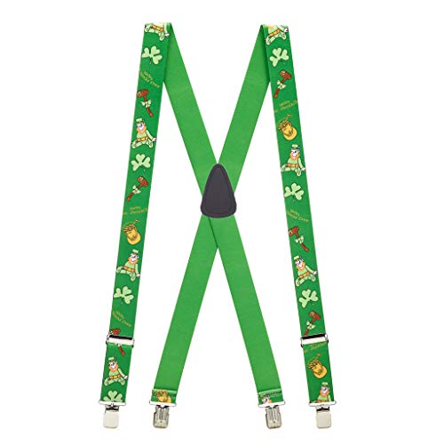 LUCKY LEPRECHAUN - USA MADE CUSTOM SUSPENDERS - 2' WIDE - STRONG METAL CLIPS - 18015