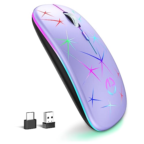 TaIYanG Wireless Mouse, 2.4G Portable Optical Quiet RGB Mouse with USB Receiver and Type C Adapter, 3 Adjustable DPI Levels, Wireless Computer Mouse for Laptop, Computer, PC, MacBook, Desktop