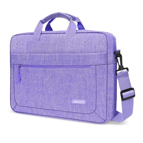 MOSISO Laptop Shoulder Messenger Bag Compatible with MacBook Air/Pro,13-13.3 inch Notebook,Compatible with MacBook Pro 14 inch M3 M2 M1 Pro Max 2023-2021 with Adjustable Depth at Bottom, Purple