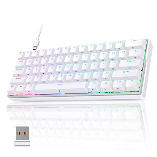 KEMOVE Snowfox DK61 Wireless Mechanical Keyboard, 2.4G/Type-C/Bluetooth Keyboard, Hot Swappable RGB Backlit 61 Keys 60% Gaming Keyboard, Anti Ghosting/N-Key Rollover 3000mAH Battery, Red Switch