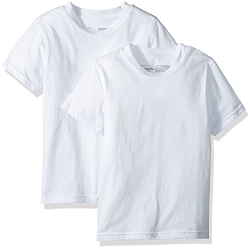 Calvin Klein Boys' Big 2 Pack Crewneck T-Shirts, Classic White/Classic White, Large