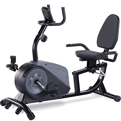 ECHANFIT Recumbent Exercise Bike with Pulse Sensor, 16 Levels Magnetic Resistance and Quick Adjustable Seat for Seniors Adults, Stationary Bike with 350 LB Weight Capacity for Home Gym