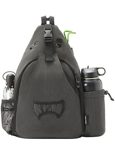 MOYAQI Disc Golf Bag with Retriever Holder and Storage Pockets, Disc Golf Backpack with 8-10 Disc Capacity, Padded Adjustable Strap and Back Panel, Lightweight and Durable (grey0010)