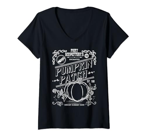 Womens Disney Cinderella Fairy Godmother's Pumpkin Patch Poster V-Neck T-Shirt