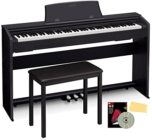 Casio Privia PX-770 Digital Piano - Black Bundle with Furniture Bench, Instructional Book, Austin Bazaar Instructional DVD, and Polishing Cloth