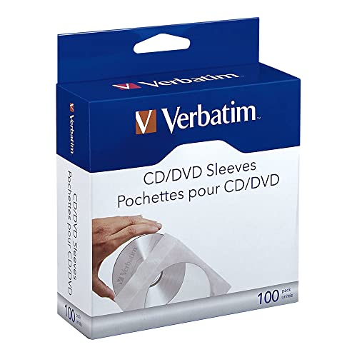 Verbatim CD/DVD Paper Sleeves-with Clear Window 100pk