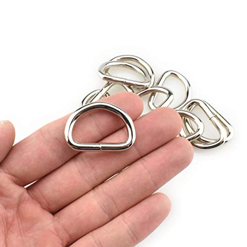 HAO PRO Extra Thick 4mm Welded Strong D Shape Rings D Ring Metal Heavy Duty Silver 1 Inside Width 12 Pack for Dog Collars Harnesses Fabric Paracord DIY Strap Webbing Craft Smooth Rust Proof
