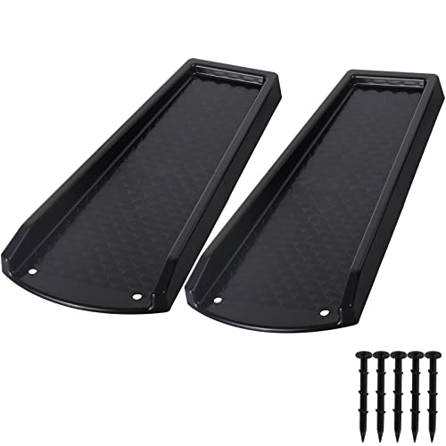 plusgutter Rain Gutter Downspout Splash Block, Gutter Downspout Extensions for Water Drainage, 24' Gutter Splash Guards Downspout Extender, Fixable Down spout Drain Trays with PE Nails(2 Pack, Black)